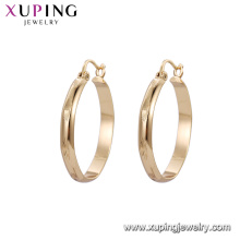 92635 Xuping pas cher simple 18k boucles d&#39;oreilles créoles en or pour femmes bijoux d&#39;imitation